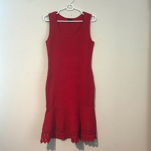 Ann Taylor Red Dress XS Fit And Flare Cut Outs
